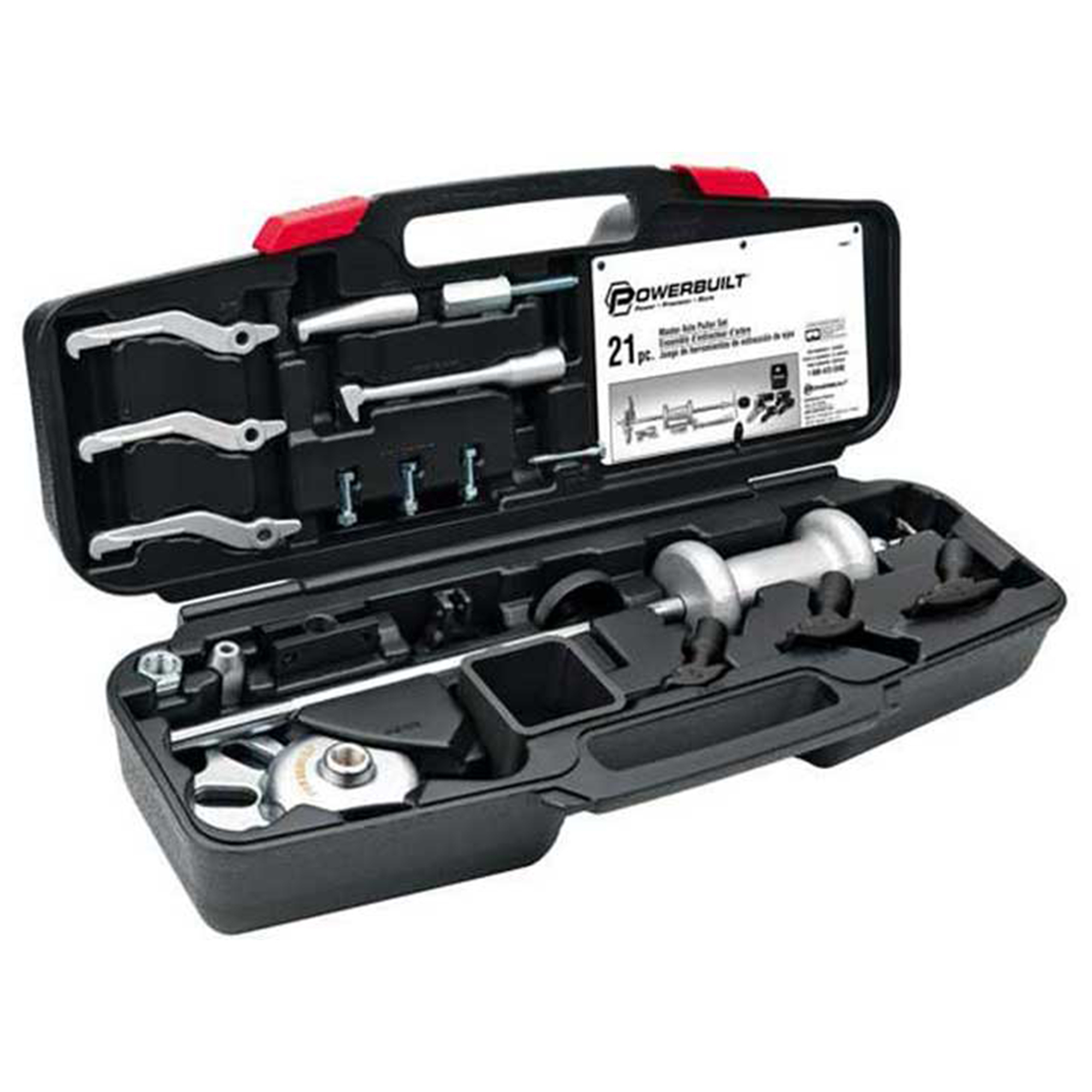 Powerbuilt 21-Piece Master Axle Puller Kit — Comprehensive Axle Removal and Installation Tools, Blow-Molded Case, Model# PBT648611